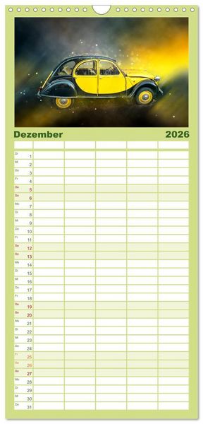 Produktbild: Familienplaner 2026 - Die Ente - Citro&euml;n 2CV mit 5 Spalten (Wandkalender, 21 x 45 cm) CALVENDO