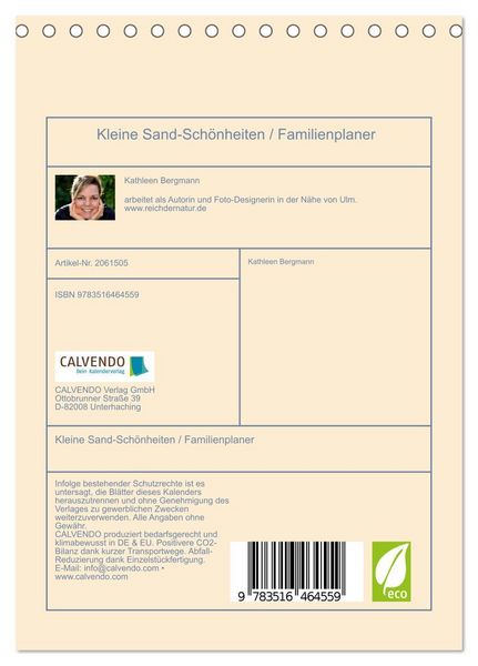 Produktbild: Kleine Sand-Sch&ouml;nheiten / Familienplaner (Tischkalender 2026 DIN A5 hoch), CALVENDO Monatskalender