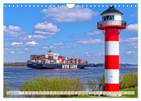 Produktbild: Containerschiffe auf der Elbe (Wandkalender 2026 DIN A4 quer), CALVENDO Monatskalender