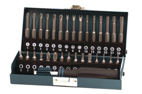 Produktbild: Wolfcraft 1386000 Bit-Set 31teilig Kreuzschlitz Phillips, Innen-Vierkant (Robertson), Sechsrund BO, Innen-Sechskant BO, Tri-Wing, TORQ, Spanner