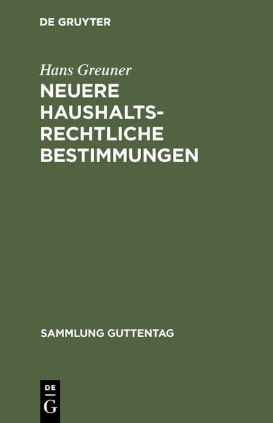 Produktbild: Neuere haushaltsrechtliche Bestimmungen