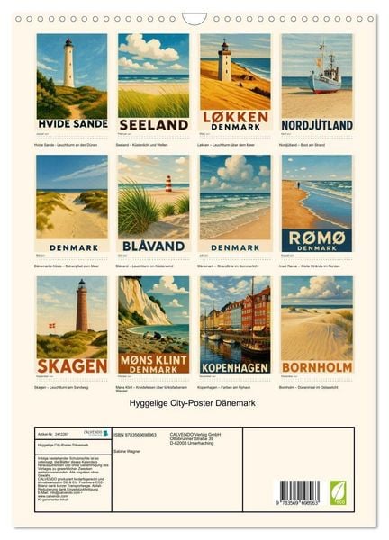 Produktbild: Hyggelige City-Poster D&auml;nemark (Wandkalender 2027 DIN A3 hoch), CALVENDO Monatskalender