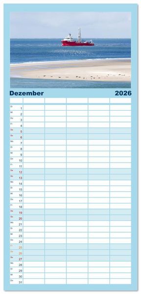 Produktbild: Familienplaner 2026 - Buntes und bl&uuml;hendes Borkum mit 5 Spalten (Wandkalender, 21 x 45 cm) CALVENDO