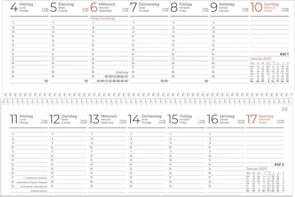 Produktbild: Tischquerkalender 1W/1S blau 2027