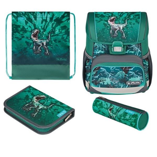 Herlitz Schulranzen Loop Plus Green Rex 16 Liter befüllt