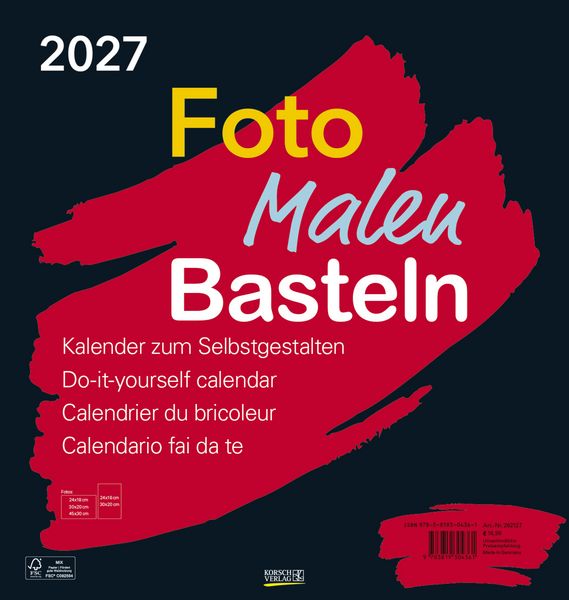 Produktbild: Foto-Malen-Basteln Bastelkalender schwarz gro&szlig; 2027