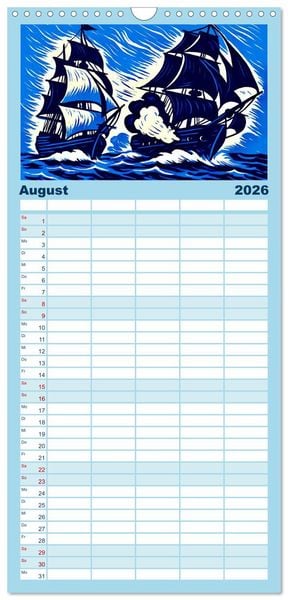 Produktbild: Familienplaner 2026 - Das Meer in der Weltliteratur mit 5 Spalten (Wandkalender, 21 x 45 cm) CALVENDO