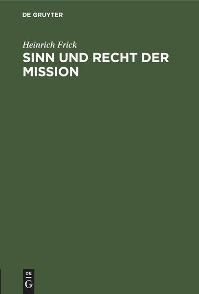 Produktbild: Sinn und Recht der Mission