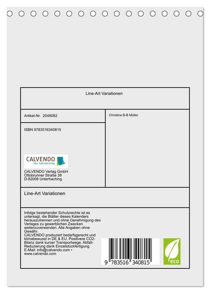 Produktbild: Line-Art Variationen (Tischkalender 2026 DIN A5 hoch), CALVENDO Monatskalender