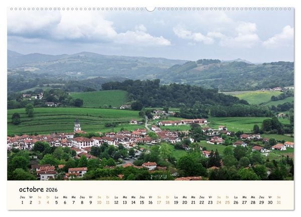 Produktbild: Entre monts et vagues - Une ann&eacute;e au Pays Basque (Calendrier mural 2026 DIN A2 vertical), CALVENDO calendrier mensuel
