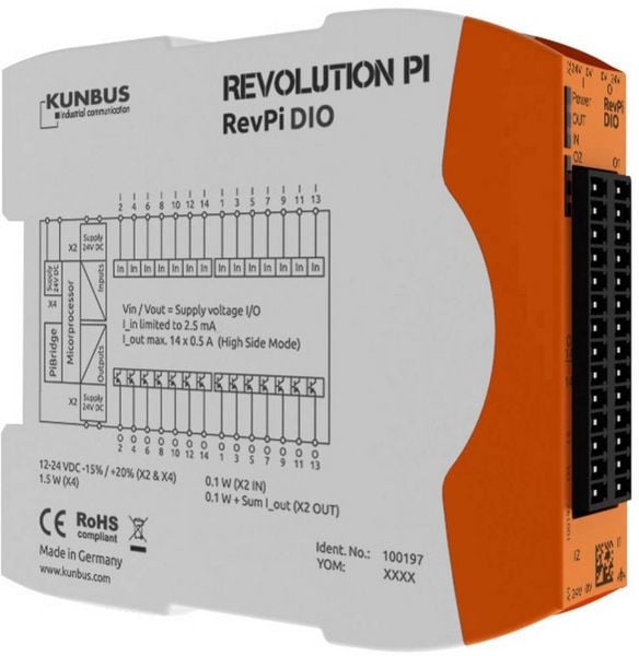 Produktbild: Kunbus Revolution Pi by RevPi DIO PR100197 SPS-Erweiterungsmodul 24V