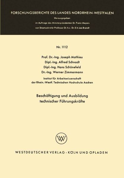 Produktbild: Besch&auml;ftigung und Ausbildung technischer F&uuml;hrungskr&auml;fte