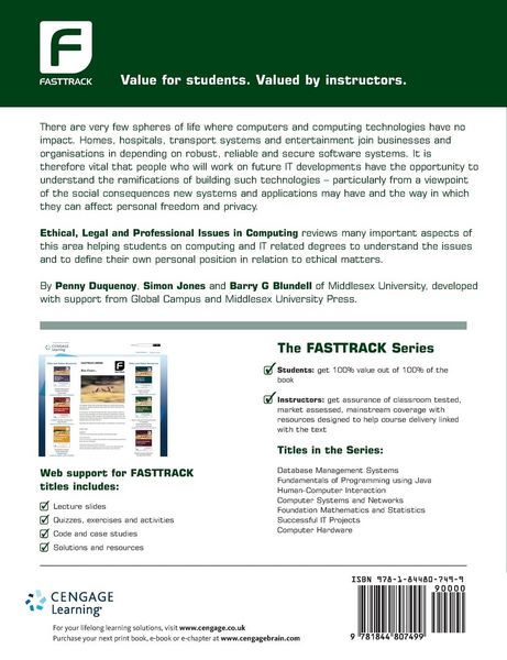 Produktbild: Ethical, Legal and Professional Issues in Computing