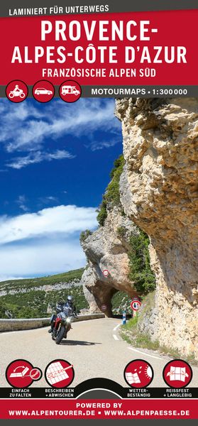 Produktbild: MoTourMaps Provence-Alpes-Côte d'Azur (Französische Alpen Süd) Auto- und Motorradkarte 1:300.000