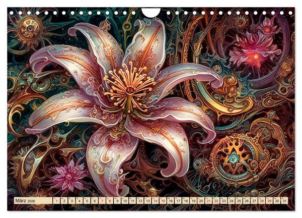 Produktbild: Floraler Steampunk (Wandkalender 2026 DIN A4 quer), CALVENDO Monatskalender