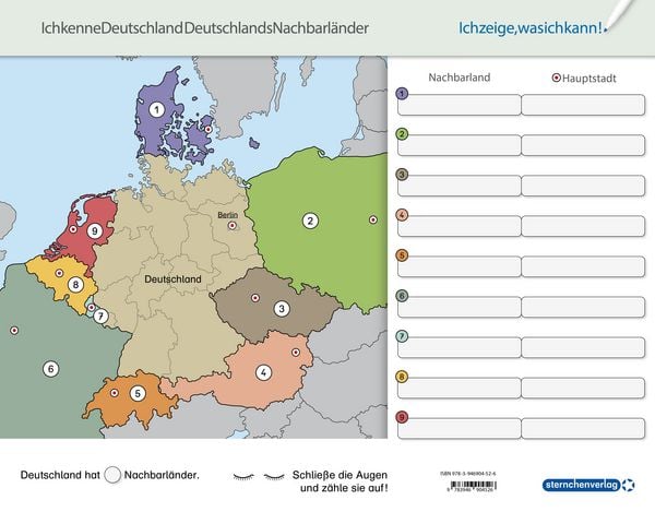 Produktbild: Ich kenne Deutschland - Deutschlands Nachbarl&auml;nder - Lerntafel mit Stift