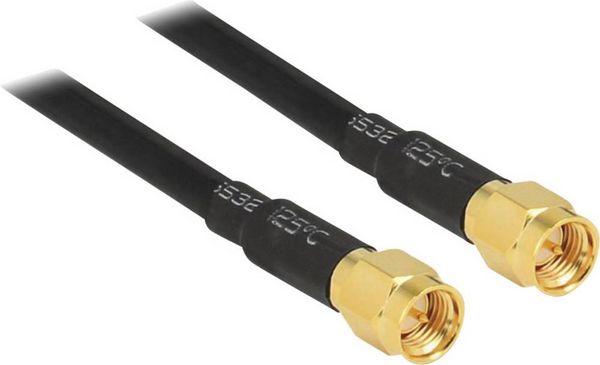 Produktbild: Delock WLAN-Antennen Anschlusskabel [1x SMA-Stecker - 1x SMA-Stecker] 5.00 m Schwarz vergoldete Steckkontakte