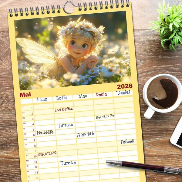 Produktbild: Familienplaner 2026 - Zauberhaftes Elfenland. Die duftige Welt der Naturgeister mit 5 Spalten (Wandkalender, 21 x 45 cm) CALVENDO