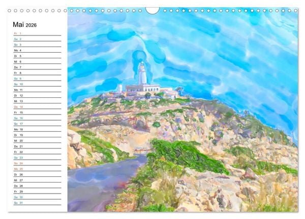 Produktbild: Mallorca - Impressionen in Aquarellfarben (Wandkalender 2026 DIN A3 quer), CALVENDO Monatskalender