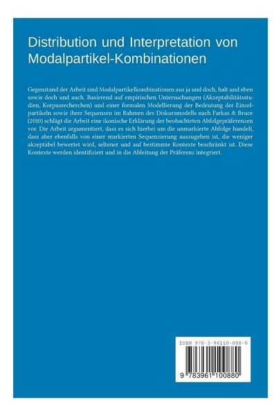 Produktbild: Distribution und Interpretation von Modalpartikel-Kombinationen