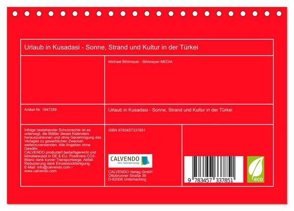 Produktbild: Urlaub in Kusadasi - Sonne, Strand und Kultur in der T&uuml;rkei (Tischkalender 2026 DIN A5 quer), CALVENDO Monatskalender