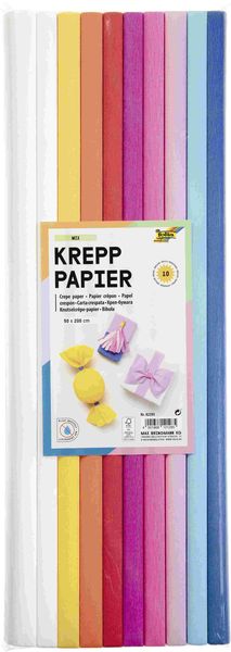 Produktbild: Folia  Krepppapier-Rollen MIX, 50x200cm, 10 Rollen farbig sortiert