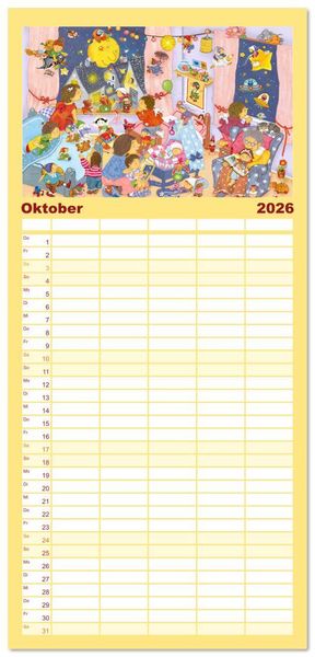 Produktbild: Familienplaner 2026 - Wimmelig durch das Jahr mit 5 Spalten (Wandkalender, 21 x 45 cm) CALVENDO