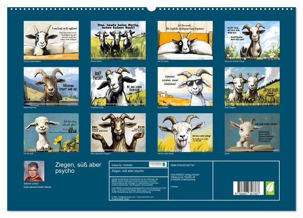 Produktbild: Ziegen, s&uuml;&szlig; aber psycho (hochwertiger Premium Wandkalender 2026 DIN A2 quer), Kunstdruck in Hochglanz