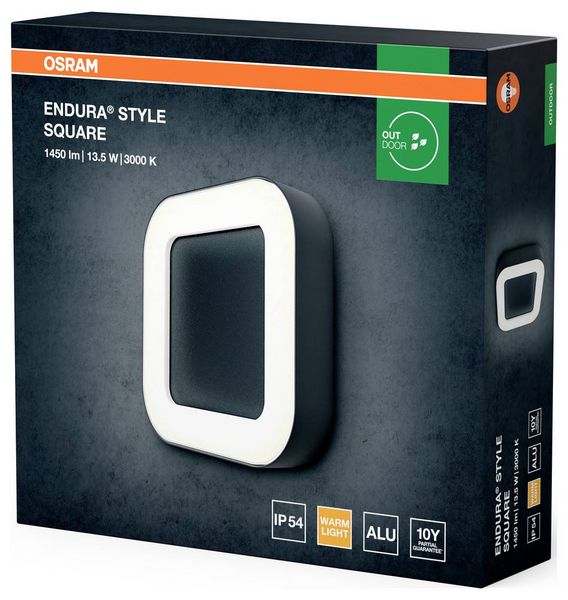 Produktbild: OSRAM HOMELIGHTING ENDURA Style Square 13.5W Dark Gray 4099854461958 LED-Au&szlig;enwandleuchte