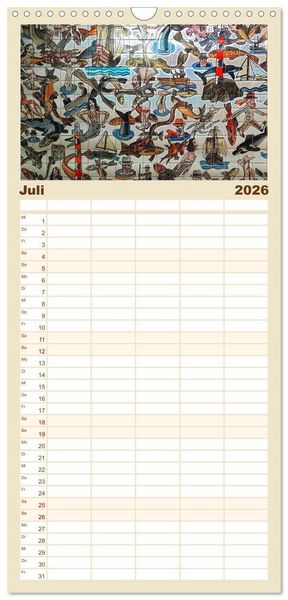Produktbild: Familienplaner 2026 - Azulejos - Portugals beliebte Kachel Kunst mit 5 Spalten (Wandkalender, 21 x 45 cm) CALVENDO