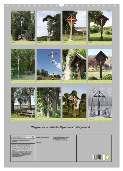 Produktbild: Wegkreuze - christliche Symbole am Wegesrand (Wandkalender 2026 DIN A2 hoch), CALVENDO Monatskalender