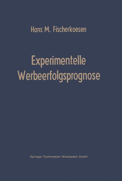Produktbild: Experimentelle Werbeerfolgsprognose