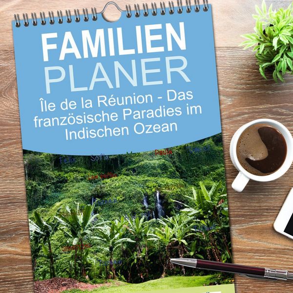 Produktbild: Familienplaner 2026 - &Icirc;le de la R&eacute;union - Das franz&ouml;sische Paradies im Indischen Ozean mit 5 Spalten (Wandkalender, 21 x 45 cm) CALVENDO