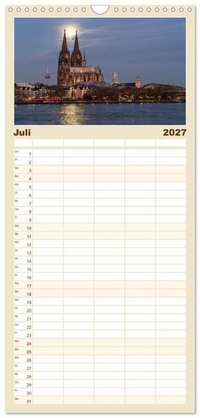 Produktbild: Familienplaner 2027 - Urbane Impressionen: Domstadt K&ouml;ln - Lebensgef&uuml;hl am Rhein mit 5 Spalten (Wandkalender, 21 x 45 cm) CALVENDO