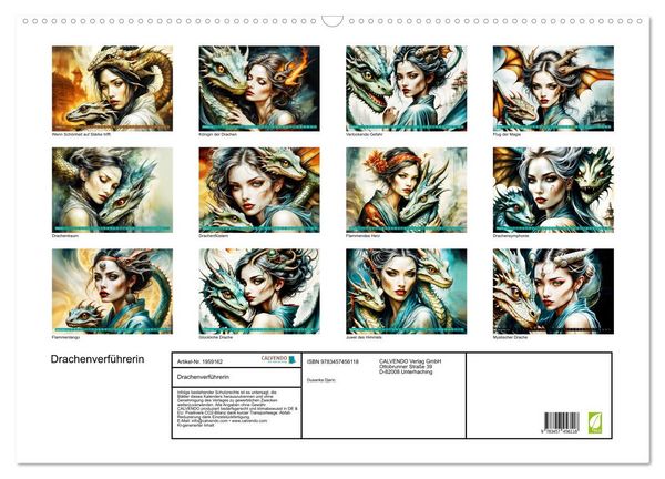 Produktbild: Drachenverf&uuml;hrerin (Wandkalender 2026 DIN A2 quer), CALVENDO Monatskalender