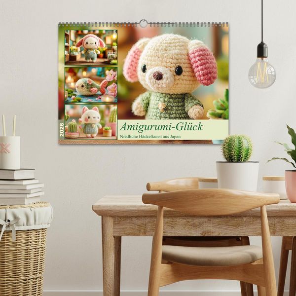 Produktbild: Amigurumi-Gl&uuml;ck. Niedliche H&auml;ckelkunst aus Japan (Wandkalender 2026 DIN A3 quer), CALVENDO Monatskalender