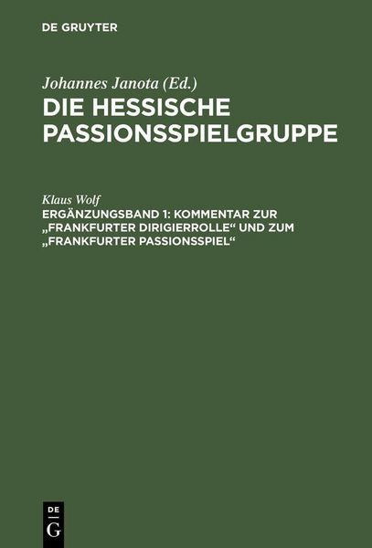 Produktbild: Kommentar zur "Frankfurter Dirigierrolle" und zum "Frankfurter Passionsspiel"