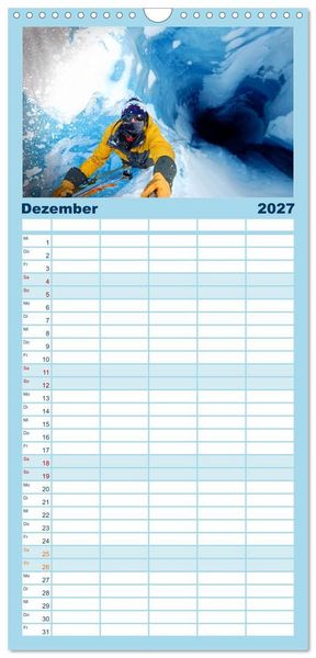 Produktbild: Familienplaner 2027 - Extremsport Eisklettern mit 5 Spalten (Wandkalender, 21 x 45 cm) CALVENDO
