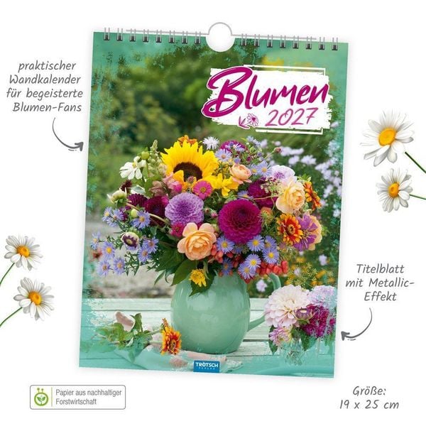 Produktbild: TR&Ouml;TSCH - Notizkalender zum H&auml;ngen Blumen 2027