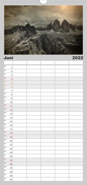 Produktbild: Drei Zinnen - S&uuml;dtirols Wahrzeichen - Familienplaner hoch (Wandkalender 2022 , 21 cm x 45 cm, hoch)