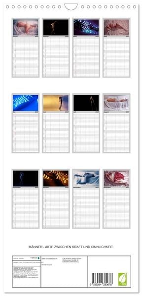 Produktbild: Familienplaner 2027 - M&Auml;NNER - AKTE ZWISCHEN KRAFT UND SINNLICHKEIT mit 5 Spalten (Wandkalender, 21 x 45 cm) CALVENDO