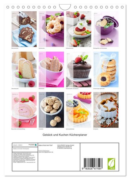 Produktbild: Geb&auml;ck und Kuchen K&uuml;chenplaner (Wandkalender 2026 DIN A4 hoch), CALVENDO Monatskalender