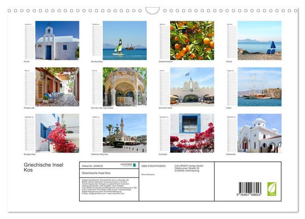 Produktbild: Griechische Insel Kos (Wandkalender 2026 DIN A3 quer), CALVENDO Monatskalender