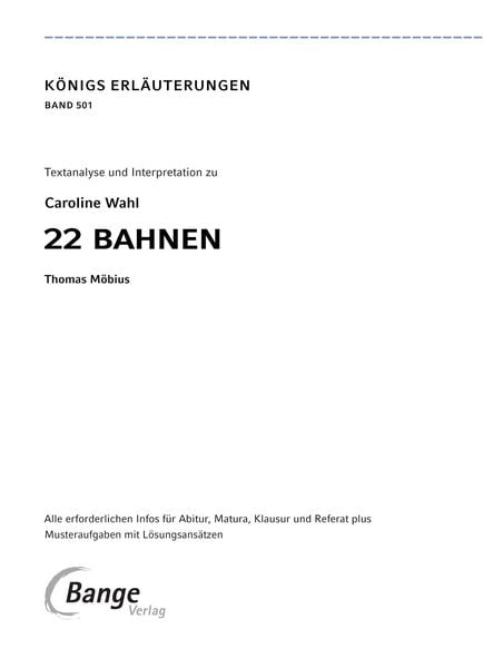 Produktbild: 22 Bahnen von Caroline Wahl