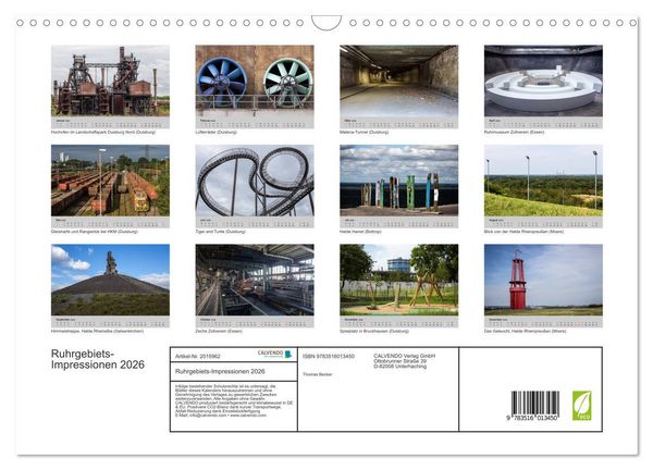 Produktbild: Ruhrgebiets-Impressionen 2026 (Wandkalender 2026 DIN A3 quer), CALVENDO Monatskalender