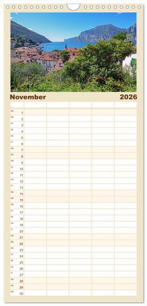 Produktbild: Familienplaner 2026 - Gardasee - lago di Garda by Sascha Ferrari mit 5 Spalten (Wandkalender, 21 x 45 cm) CALVENDO