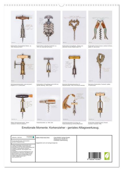 Produktbild: Emotionale Momente: Korkenzieher - geniales Alltagswerkzeug. (hochwertiger Premium Wandkalender 2026 DIN A2 hoch), Kunstdruck in Hochglanz