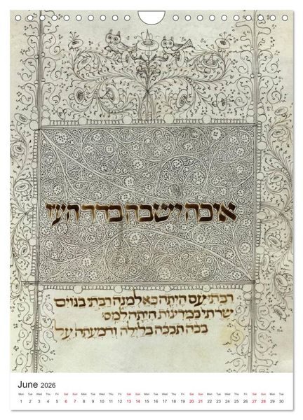 Produktbild: Hebrew Illuminations and Manuscripts (Wall Calendar 2026 DIN A4 portrait), CALVENDO 12 Month Wall Calendar