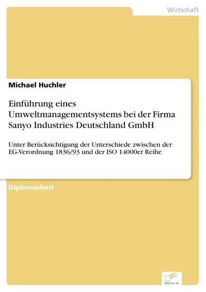 Produktbild: Einf&uuml;hrung eines Umweltmanagementsystems bei der Firma Sanyo Industries Deutschland GmbH