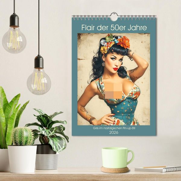 Produktbild: Flair der 50er Jahre. Girls im nostalgischen Pin-up-Stil (Wandkalender 2026 DIN A4 hoch), CALVENDO Monatskalender